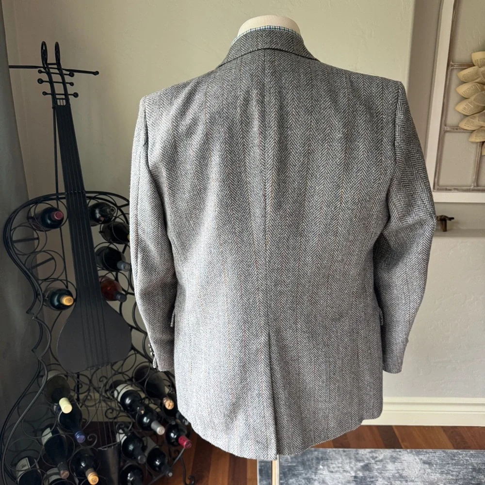 Vintage Blazer By The Blade Mens Gray Herringbone Two Buttons  Blazer Size‎ 46R